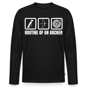 Routine eines Bogenschützen - Männer Premium Bio Langarmshirt - Schwarz - Vorne - Nico (187cm)
