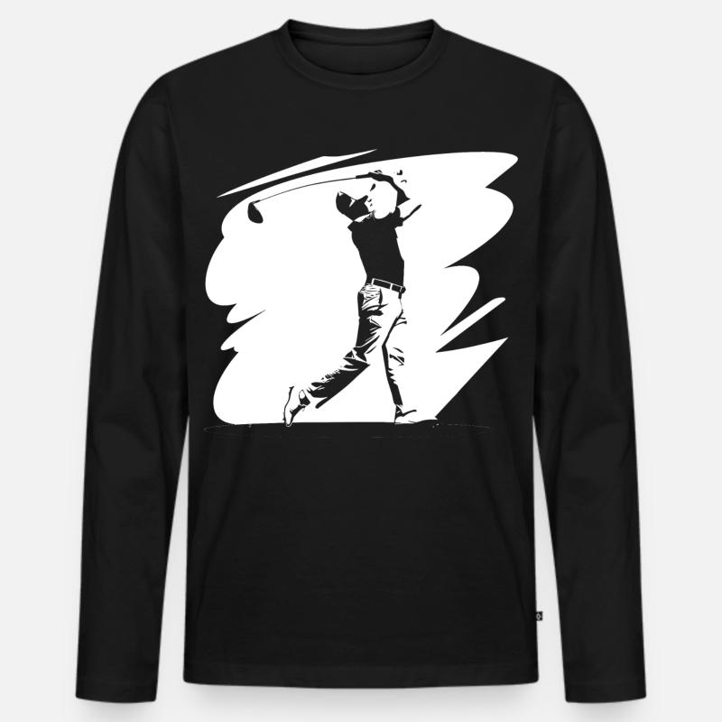 Golfer Skizze - Männer Premium Bio Langarmshirt - Schwarz