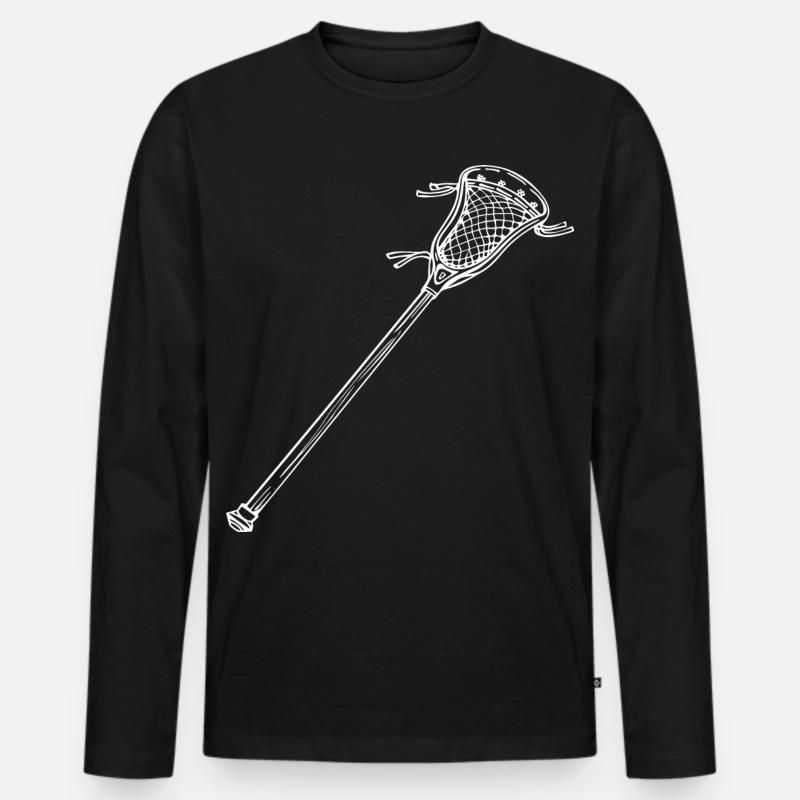 Lacrosseschläger Zeichnung - Männer Premium Bio Langarmshirt - Schwarz