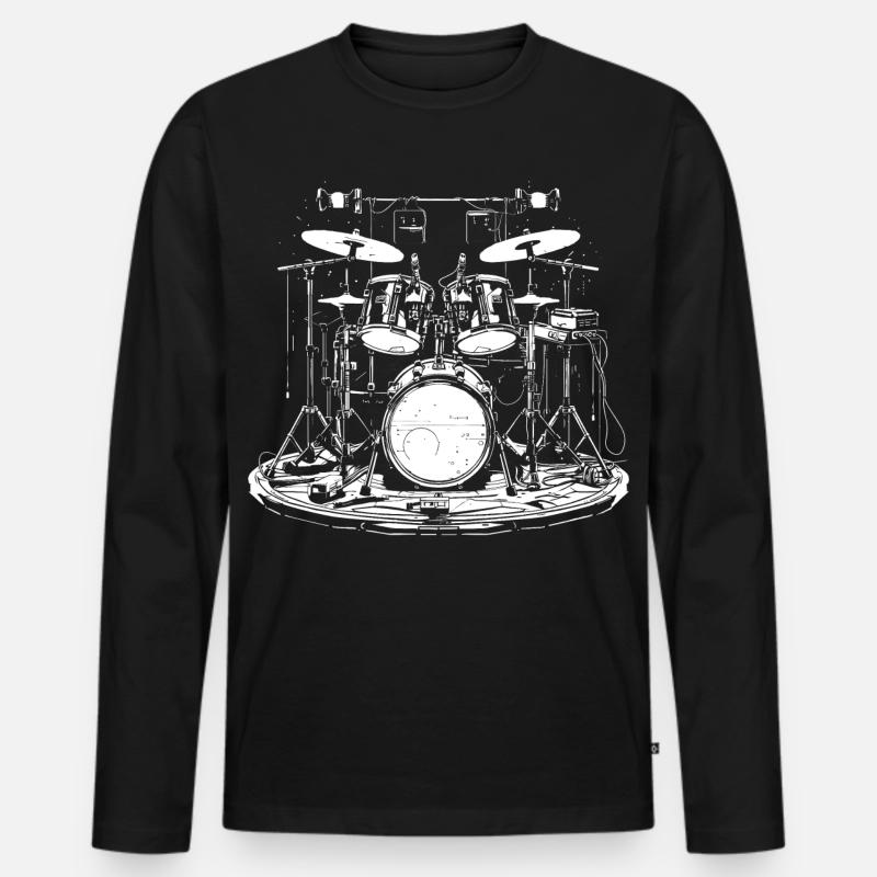Schlagzeug - Männer Premium Bio Langarmshirt - Schwarz