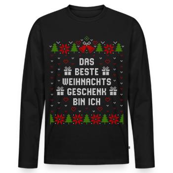 Das beste Weihnachtsgeschenk bin ich - Männer Premium Bio Langarmshirt - Schwarz - Vorne - Nico (187cm)