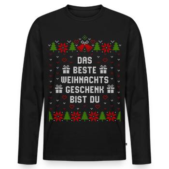 Das beste Weihnachtsgeschenk bist Du - Männer Premium Bio Langarmshirt - Schwarz - Vorne - Nico (187cm)