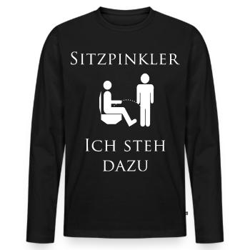 Sitting pee - I stand by it - Men's Premium Organic Long Sleeve Shirt - black - Front - Nico (187cm)