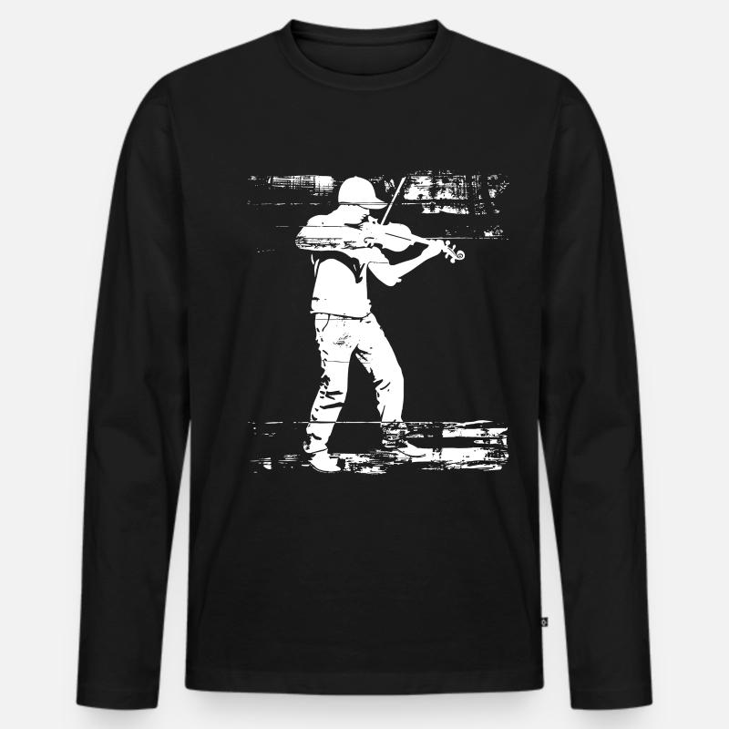 Violinist Skizze - Männer Premium Bio Langarmshirt - Schwarz