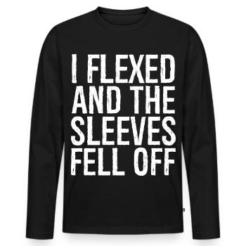 I flexed and the sleeves fell off - T-shirt manches longues Premium bio Homme - noir - Devant - Nico (187cm)