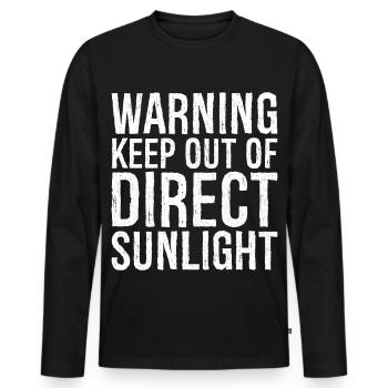 warning keep out of direct sunlight funny - Men's Premium Organic Long Sleeve Shirt - black - Front - Nico (187cm)