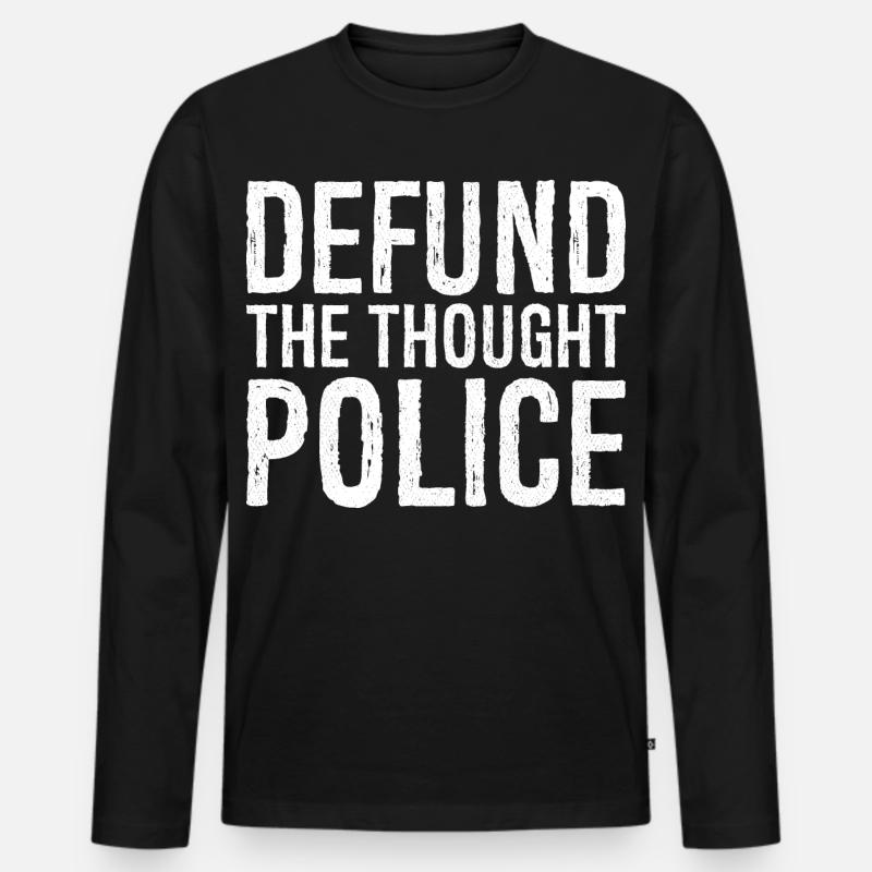 Deft die Gedankenpolizei - Männer Premium Bio Langarmshirt - Schwarz