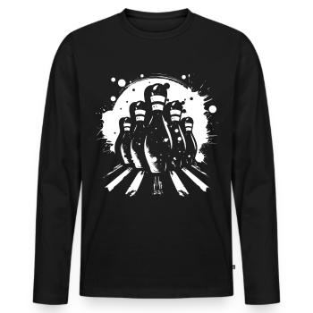 Bowling Pins Drawing - Men's Premium Organic Long Sleeve Shirt - black - Front - Nico (187cm)