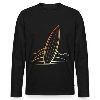 Surfboard - Men's Premium Organic Long Sleeve Shirt - black - Front - Nico (187cm)