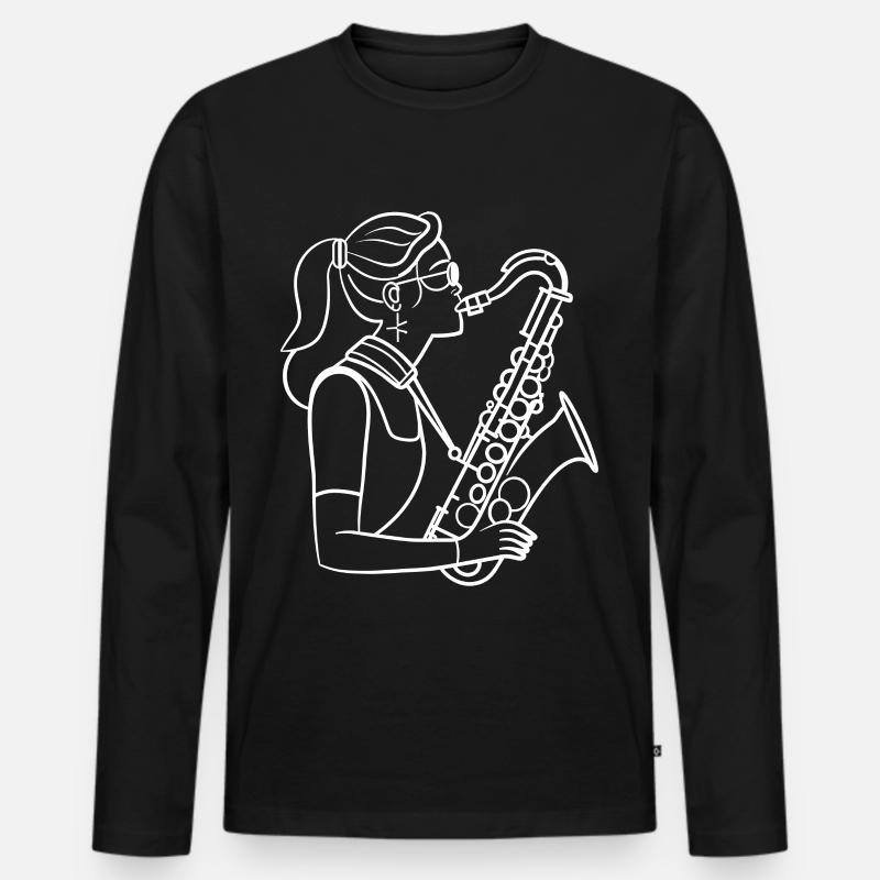 Saxophonspielerin - Männer Premium Bio Langarmshirt - Schwarz