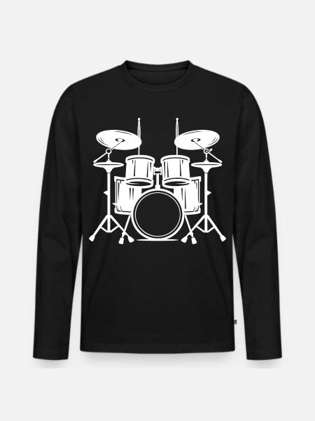 Drum Sketch - Men's Premium Organic Long Sleeve Shirt - black
