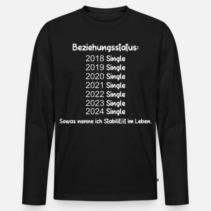 Beziehungsstatus Single - Männer Premium Bio Langarmshirt - Schwarz