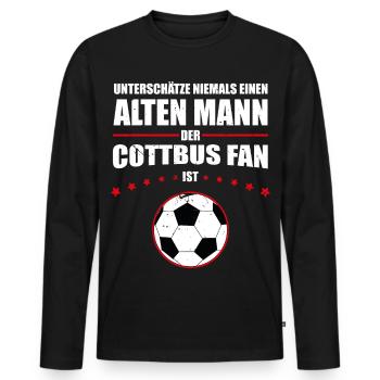 Alter Mann - Cottbus Fan | Retro Vintage Design - Männer Premium Bio Langarmshirt - Schwarz - Vorne - Nico (187cm)