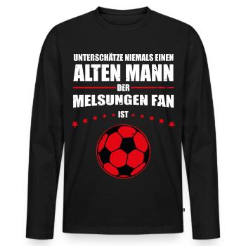 Alter Mann - Melsungen Fan | Retro Vintage Design - Männer Premium Bio Langarmshirt - Schwarz - Vorne - Nico (187cm)