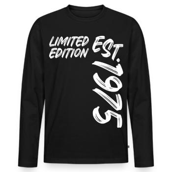 Limited Edition Est. 1975 - Men's Premium Organic Long Sleeve Shirt - black - Front - Nico (187cm)