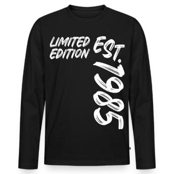 Limited Edition Est. 1985 - Men's Premium Organic Long Sleeve Shirt - black - Front - Nico (187cm)