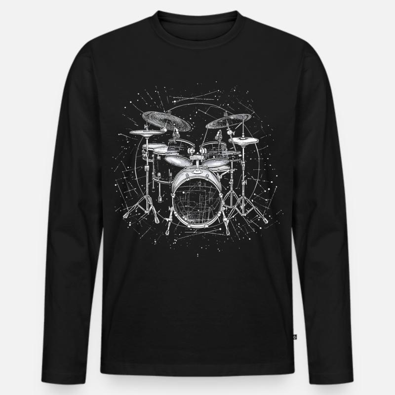 Schlagzeug Skizze - Männer Premium Bio Langarmshirt - Schwarz
