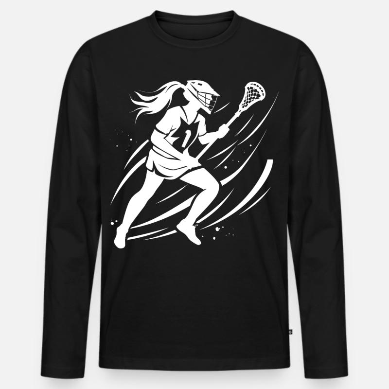 Lacrosse Mädchen - Männer Premium Bio Langarmshirt - Schwarz