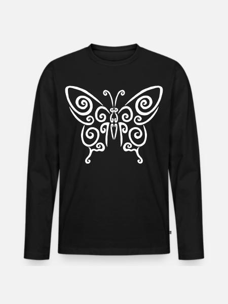 Symbole d'un papillon blanc - T-shirt manches longues Premium bio Homme - noir