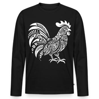 Coq Tribal - T-shirt manches longues Premium bio Homme - noir - Devant - Nico (187cm)