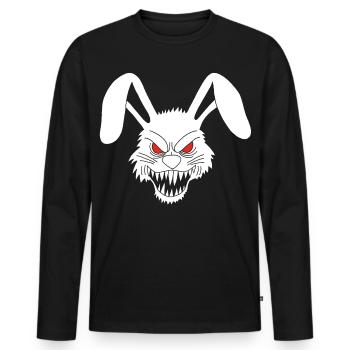 Lapin blanc démoniaque - T-shirt manches longues Premium bio Homme - noir - Devant - Nico (187cm)