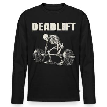 Squelette Soulevé de terre Gym Entraînement Soulevé de terre Cadeau - T-shirt manches longues Premium bio Homme - noir - Devant - Nico (187cm)