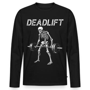 Soulevé de terre Soulevé de terre Skeleton Gym Gym Cadeau d’entraînement - T-shirt manches longues Premium bio Homme - noir - Devant - Nico (187cm)