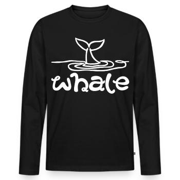 La queue de la baleine (blanc) - T-shirt manches longues Premium bio Homme - noir - Devant - Nico (187cm)