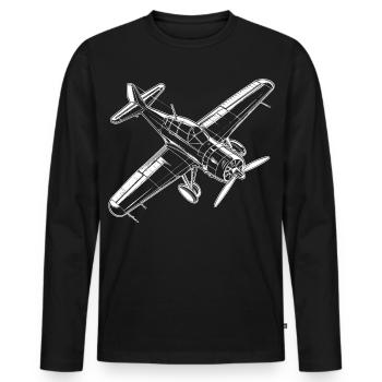 Avion à hélice - T-shirt manches longues Premium bio Homme - noir - Devant - Nico (187cm)