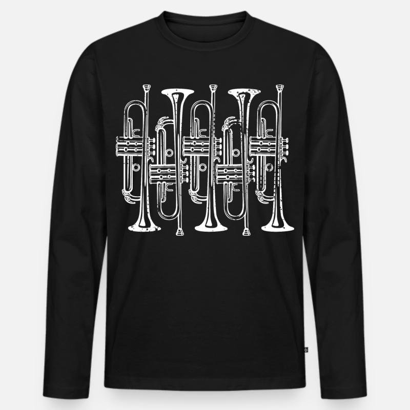 Trompete - Männer Premium Bio Langarmshirt - Schwarz