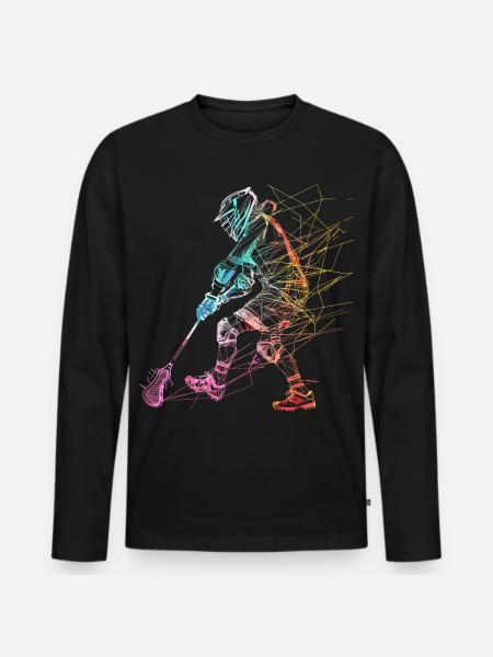 Lacrosse Player Sketch - Men's Premium Organic Long Sleeve Shirt - black