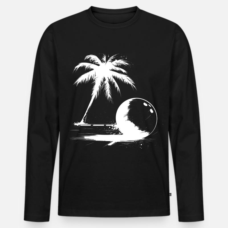 Bowling Palme - Männer Premium Bio Langarmshirt - Schwarz