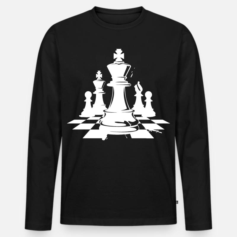 Schachfiguren Zeichnung - Männer Premium Bio Langarmshirt - Schwarz