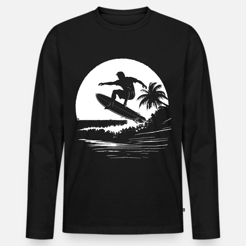 Surfer - Männer Premium Bio Langarmshirt - Schwarz