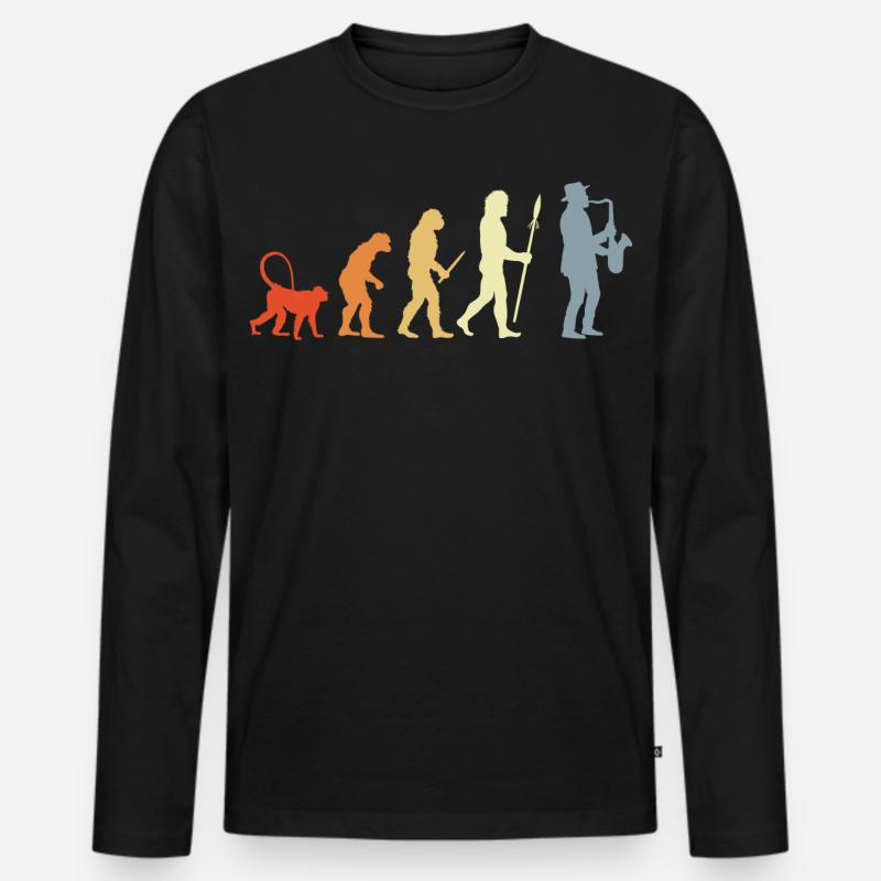 Saxophonist Evolution - Männer Premium Bio Langarmshirt - Schwarz
