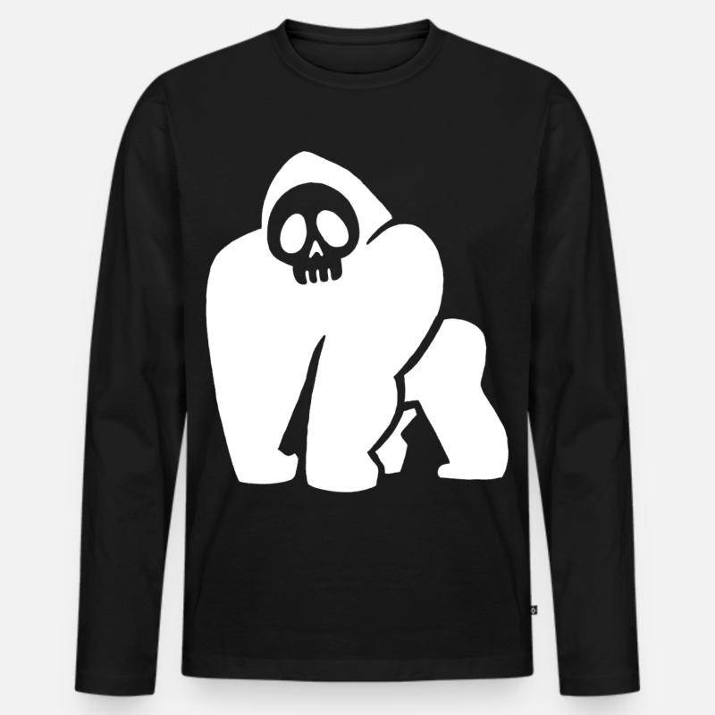 Weißer Gorilla Schädel - Männer Premium Bio Langarmshirt - Schwarz