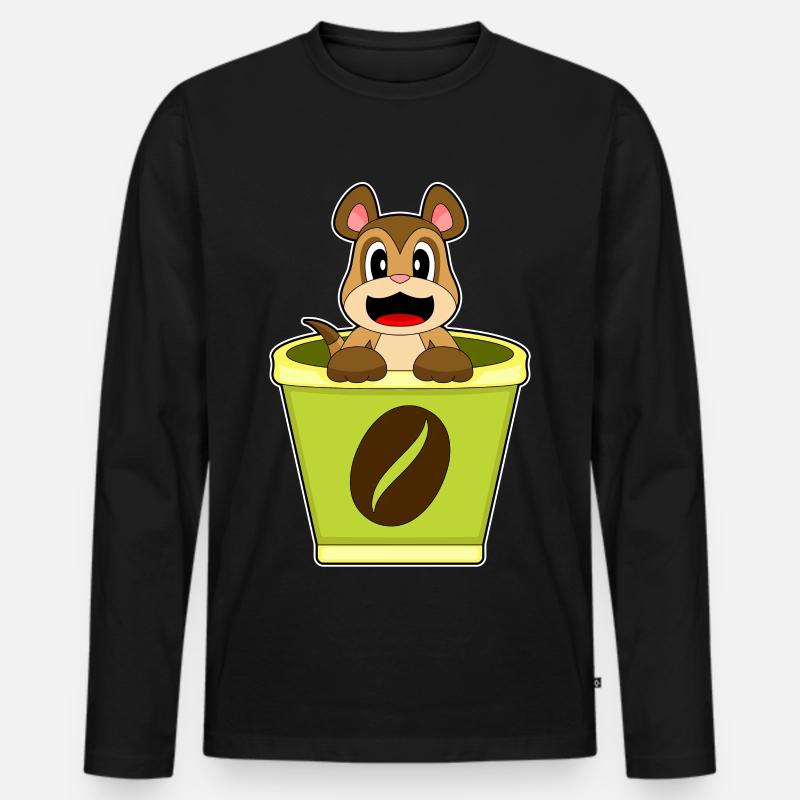 Erdmännchen Becher Kaffee - Männer Premium Bio Langarmshirt - Schwarz