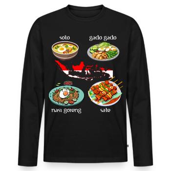 Indonesische Gerichte: Soto, Gado Gado, Nasi goren - Männer Premium Bio Langarmshirt - Schwarz - Vorne - Nico (187cm)