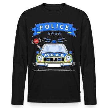 Police Polizeiauto mit Sirene - Männer Premium Bio Langarmshirt - Schwarz - Vorne - Nico (187cm)