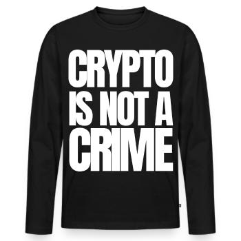 CRYPTO IS NOT A CRIME  - Männer Premium Bio Langarmshirt - Schwarz - Vorne - Nico (187cm)