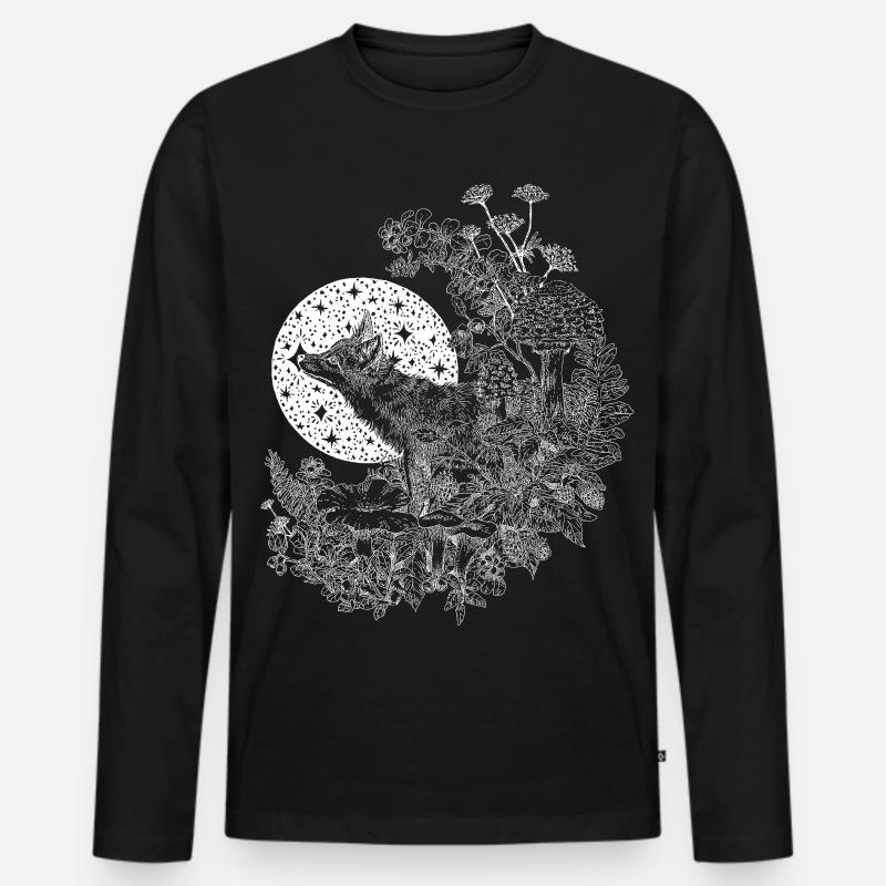 FUCHS & NACHTHIMMEL - Männer Premium Bio Langarmshirt - Schwarz