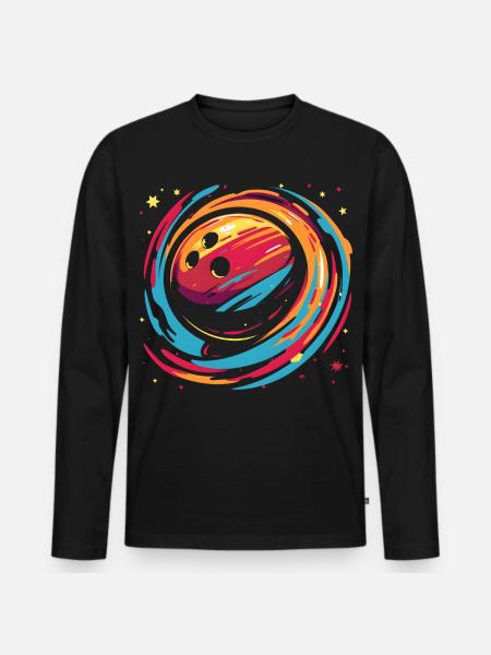 Retro Bowlingkugel - Männer Premium Bio Langarmshirt - Schwarz