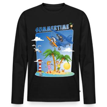Image d’été colorée et joyeuse - T-shirt manches longues Premium bio Homme - noir - Devant - Nico (187cm)