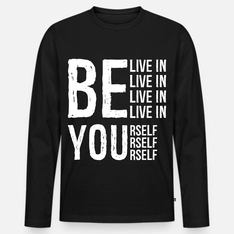 BELIVE IN YOURSELF - Männer Premium Bio Langarmshirt - Schwarz