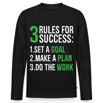 3 rules for success - Men's Premium Organic Long Sleeve Shirt - black - Front - Nico (187cm)