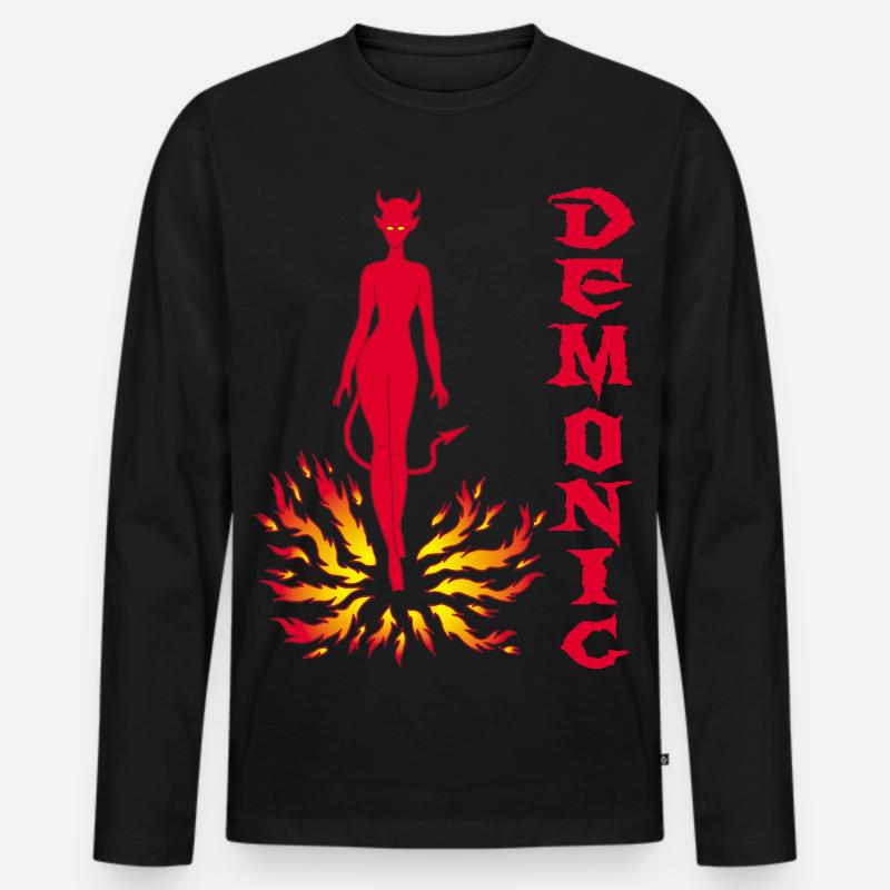 Dämonenfrau Manga - Männer Premium Bio Langarmshirt - Schwarz