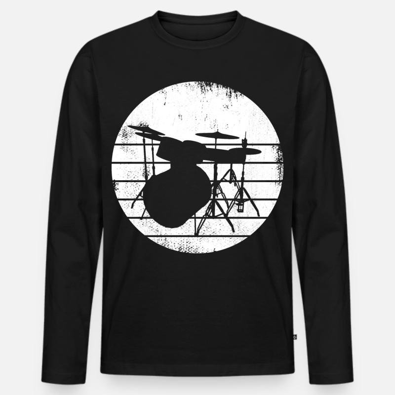 Schlagzeug - Männer Premium Bio Langarmshirt - Schwarz