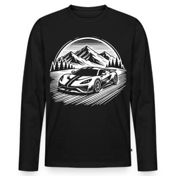 Silhouette Voiture Classique Rétro T-Shirt Voiture Classique - T-shirt manches longues Premium bio Homme - noir - Devant - Nico (187cm)