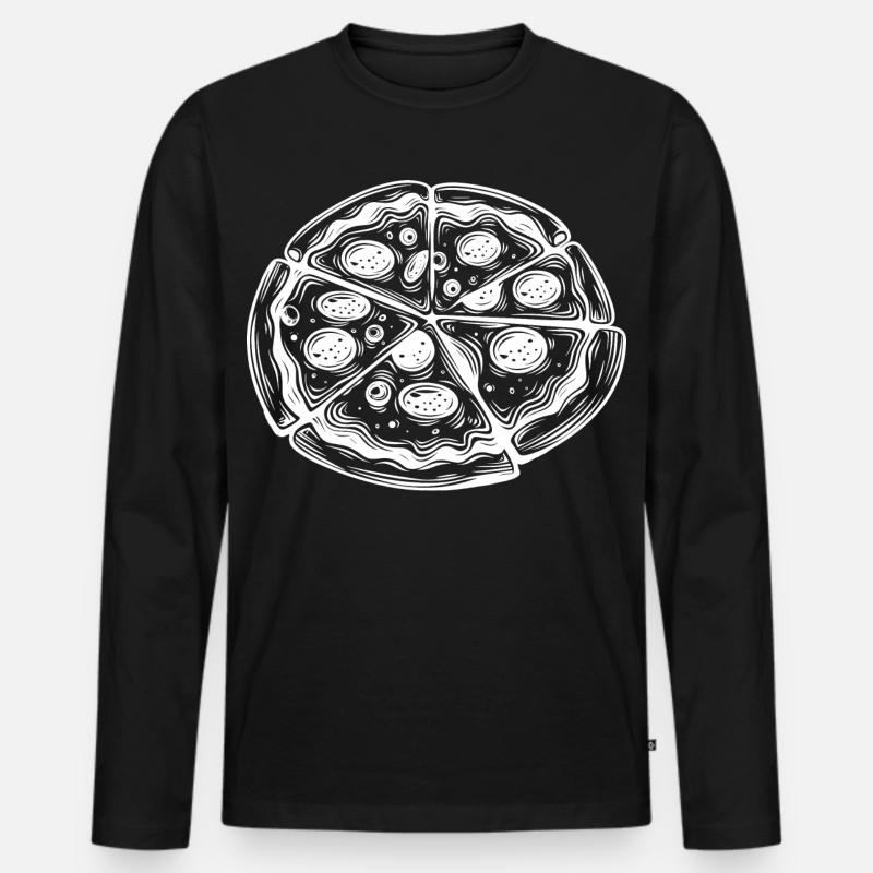Pizza Zeichnung - Männer Premium Bio Langarmshirt - Schwarz