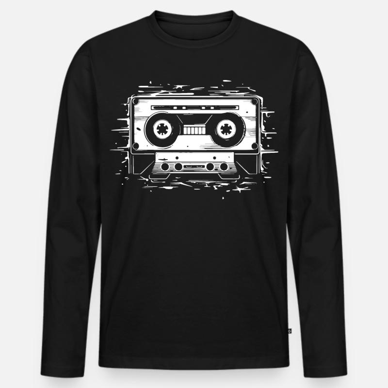 Kompakt Kassette - Männer Premium Bio Langarmshirt - Schwarz